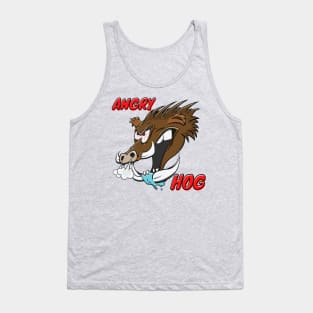 "Angry Hog" Wild Hog Cartoon Boar Funny Animal Pig Head Tank Top